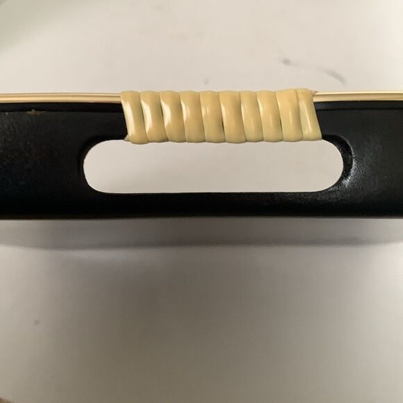 Vintage Black Lacquerware Style Hummingbird Red Hibiscus Plastic Serving Tray - Picture 4 of 9